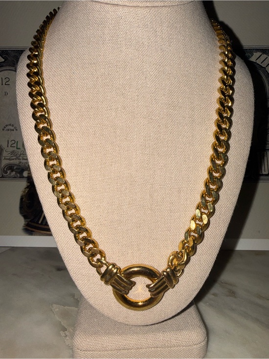 Jewelry - Unsigned Gold-tone Chunky Chain Cuban Link Necklace